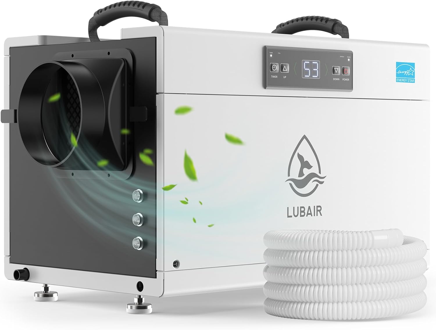 LUBAIR 145 Pint commercial dehumidifier for crawl spaces, basements, and whole-home moisture control
